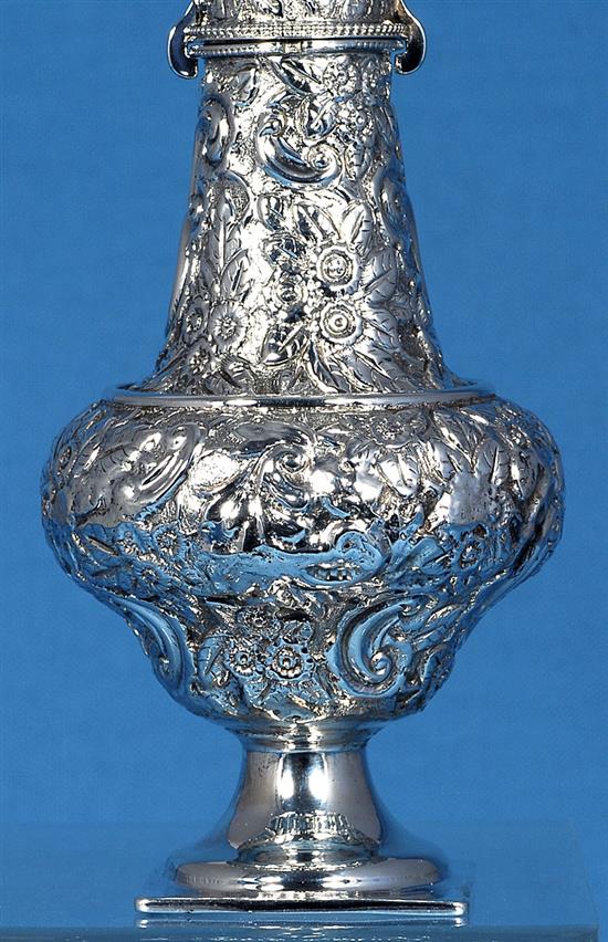 A Victorian silver sugar caster, by Nathan & Hayes, Height 200mm Weight: 4.6oz/145grms